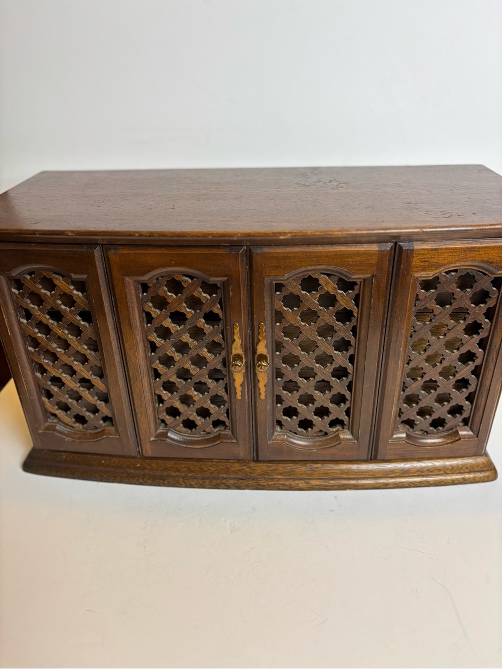 Vintage Mele Large Wooden Jewelry Box-Lattice Doors/Jewelry Storage Organizer